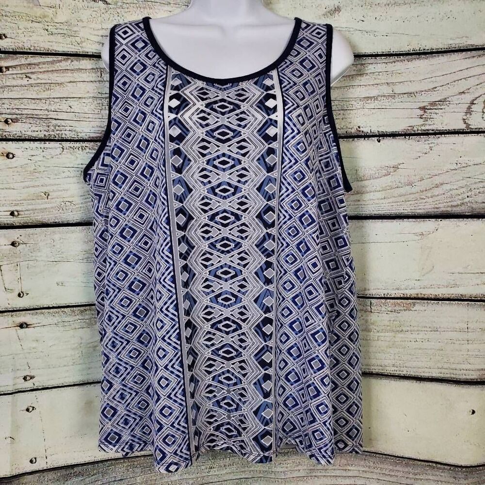 Cato Blue Geometric Print Sleeveless Tank Top Women’s XL